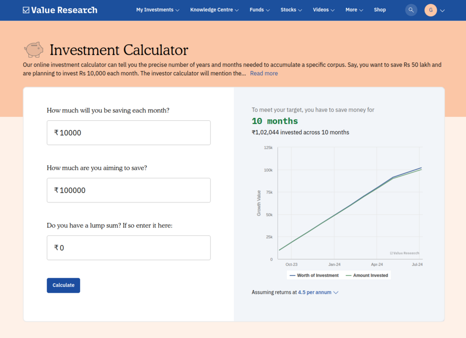 investing calculator over time